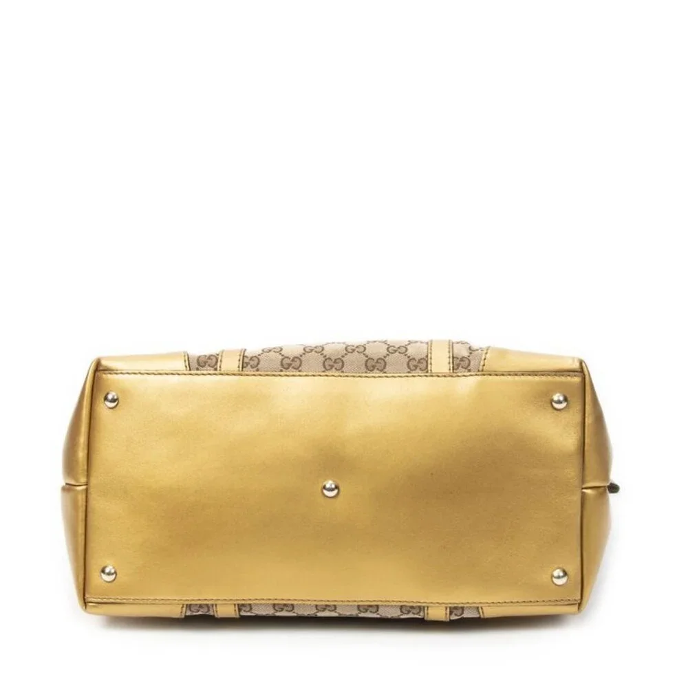 Gucci Medium Bree Heart Gold Beige GG Canvas Shoulder Bag Gold Beige - Picture 6 of 10